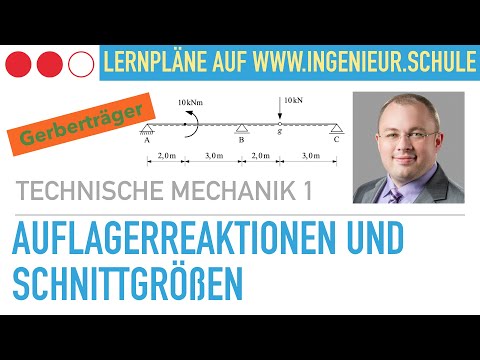 Auflagerreaktionen und Schnittgrößen eines Gerberträgers – Technische Mechanik 1