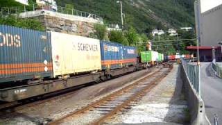 preview picture of video 'CargoNet El 14  nr. 2167 pulling a container train past Vaksdal station...'