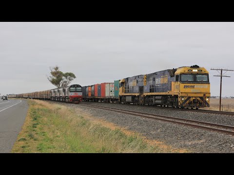 AUSTRALIAN FREIGHT TRAINS in Western Victoria - Grain, Steel & Intermodal Services ft PN & SCT