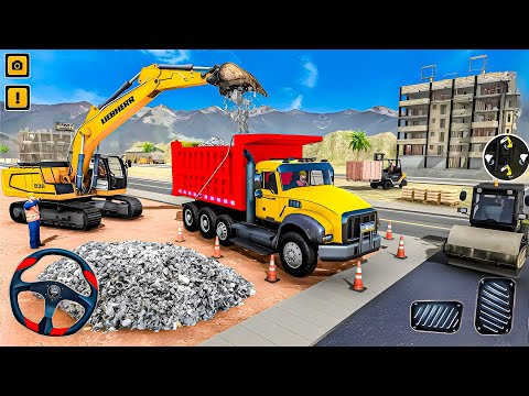 🚧 Highway Road Construction Simulator 3D: City Builder - Excavator Loading Gameplay
