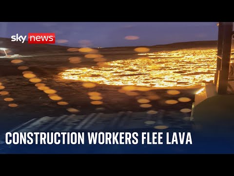 Iceland volcano: Construction workers flee lava near Grindavik