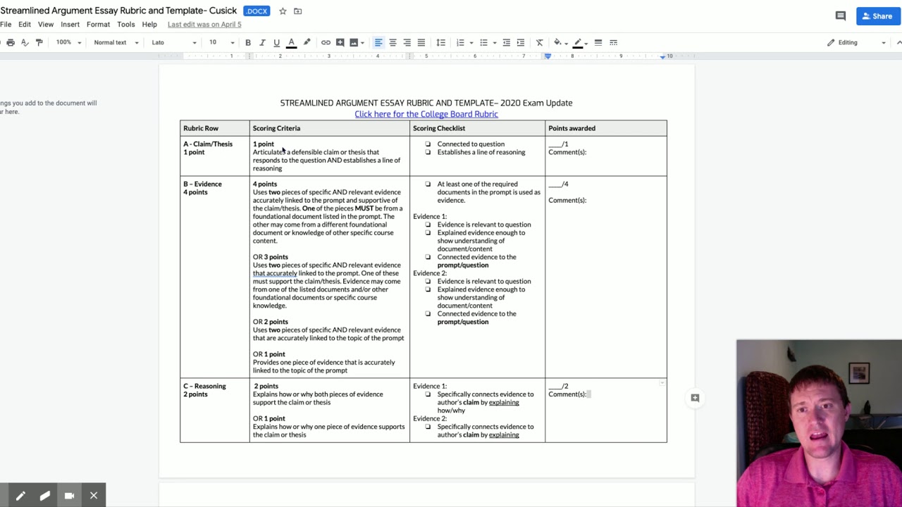 Streamlined Argument Essay Rubric and Template- Cusick.docx - Google Docs