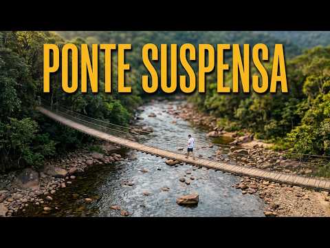 Cruzando o rio São João (Garuva/SC) pela ponte suspensa