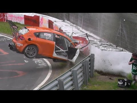 VLN 3 Lauf Huge Crash Seat Leon Supercopa Nürburgring Nordschleife 26.04.2014