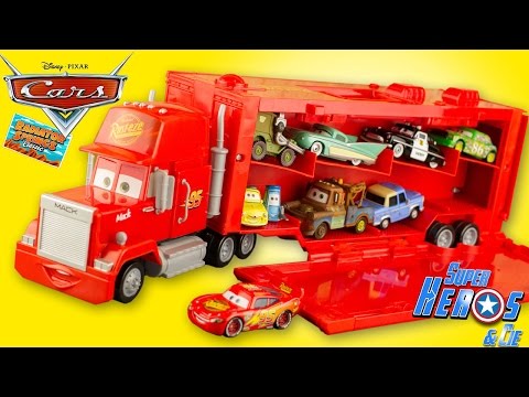 Disney Cars Mack Truck Camion Transporteur 16 Voitures Flash McQueen Jouet Carry Case Les Bagnoles Video