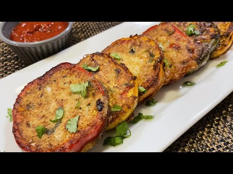 Cheesy Stuffed Bell Peppers Rings | Healthy Snacks | Gluten Free Snacks | Less Oil Millet Snacks