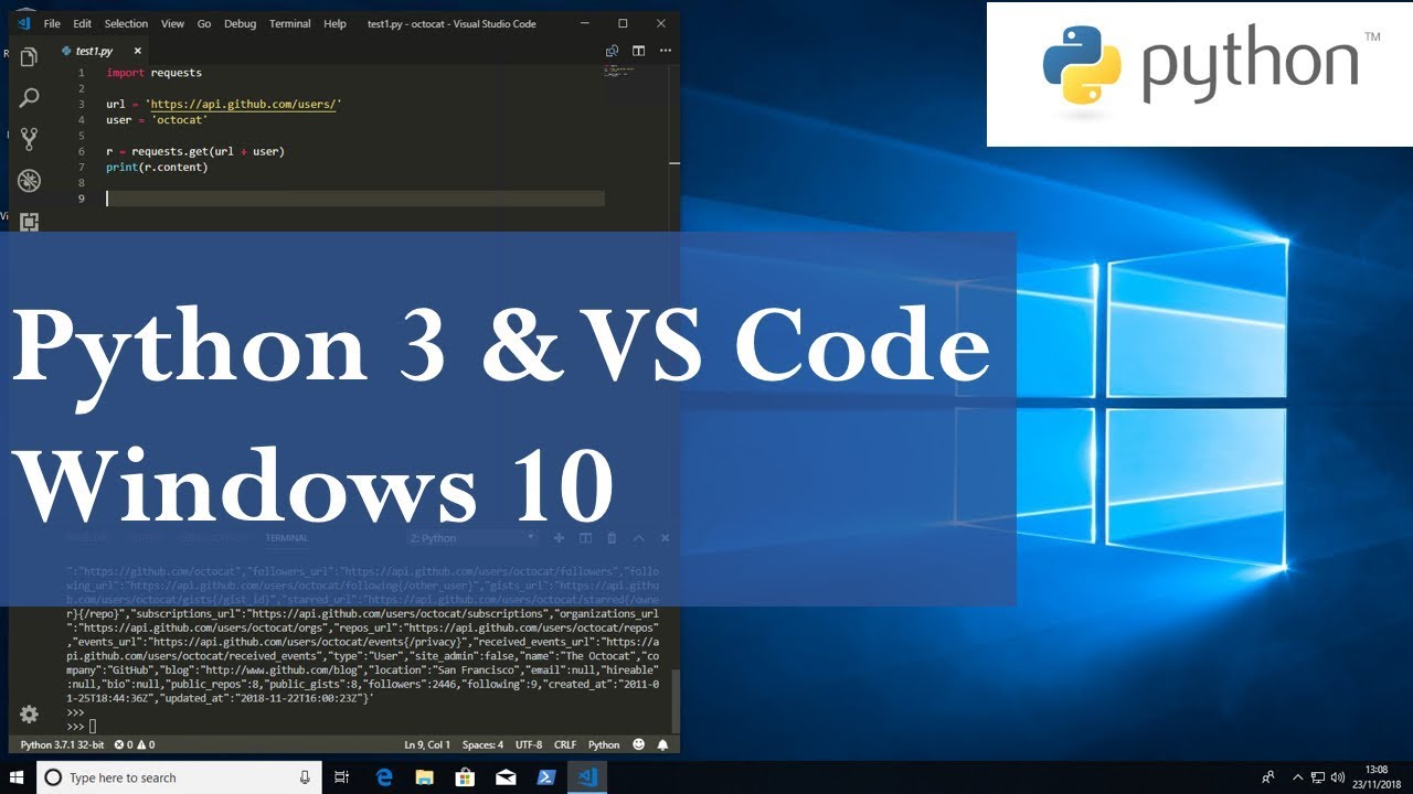 Python 3 and Visual Studio Code Install on Windows 10