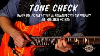 Video thumbnail for TONE CHECK: Ibanez JEM UV77WFR Steve Vai Signature 25th Anniversary 7-String Electric Guitar by Cream City Music