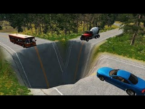 Cars vs Giant Pit Deep Water BeamNG Drive #6