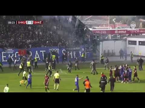 Momenti kur tifozët e Shkupit sulmojnë lojtarët e Shkëndijës - 09/11/2022