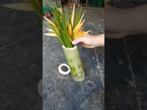 Easy and simple bamboo flower vase {Bamboo craft ideas}