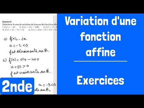 Exercices : Variations d'une fonction affine et calcul de coefficients directeurs