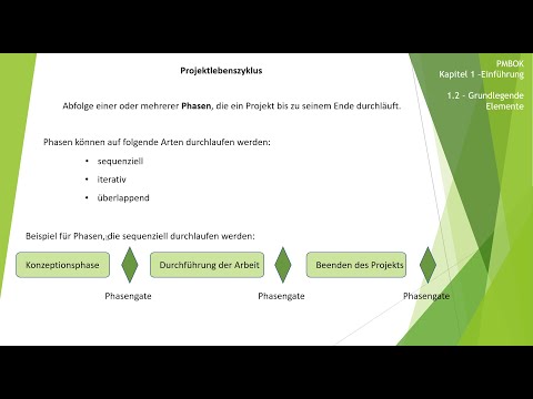 Projektmanagement PMBOK Kapitel 1.2 - Grundlegende Elemente - Projektlebenszyklus und Phasen