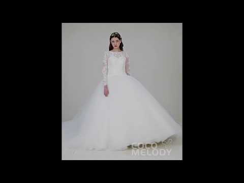 Latest Illusion Lace Long Sleeve Ball Gown Wedding...