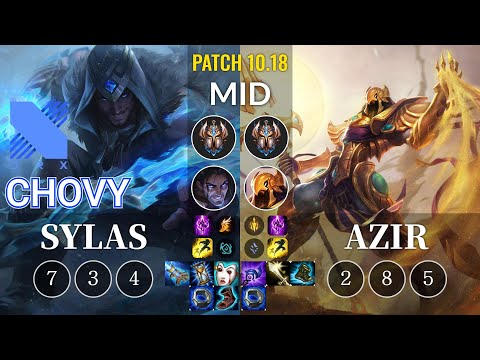 DRX Chovy Sylas vs Azir Mid - KR Patch 10.18