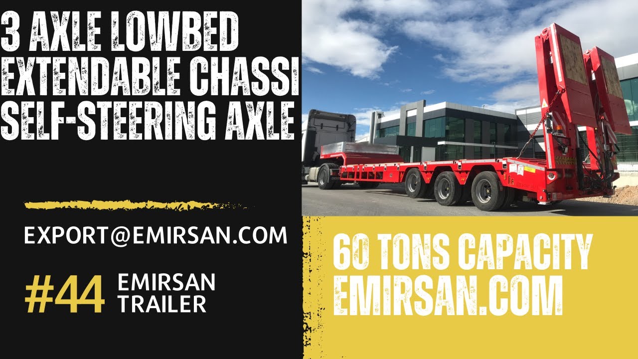 3 Axle Lowbed with Extendable Chassis and Self-Steering Axle