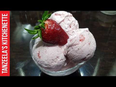 Strawberry Ice Cream Recipe | Homemade Strawberry Ice Cream | Rich Icecream | Tanzeela's Kitchenette