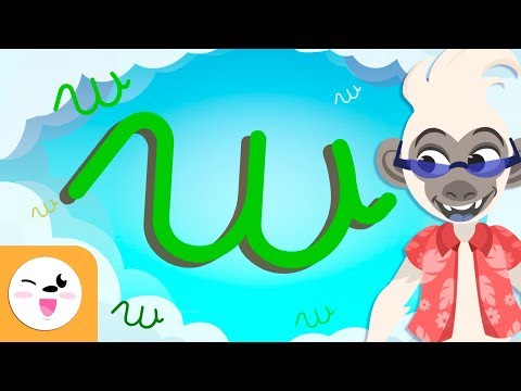 Letra W con caligrafía enlazada - El abecedario para niños