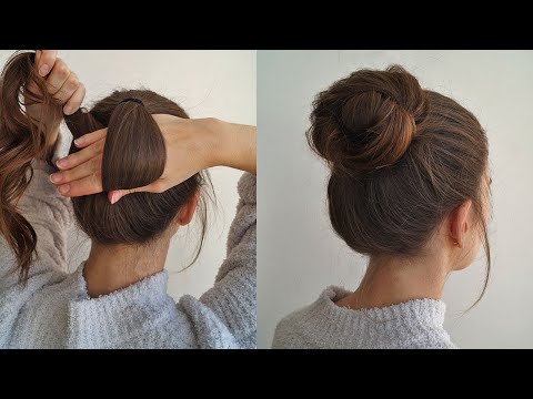 MESSY BUN HAIR TUTORIAL IN 2 MINUTE. MEDIUM/LONG HAIR
