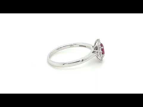 Oval 0.50ct Ruby 0.30ct Diamond Cluster Ring 18k White Gold