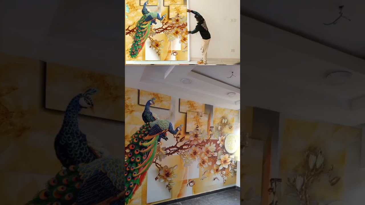 3d wall mural wallpaper of ostriches suitable for tv area of interior design ideas for living room