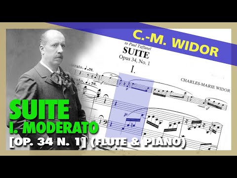 🎼 Charles-Marie WIDOR - Suite (Op. 79 N. 1) I. Moderato [FLUTE & Piano] - (Sheet Music Scrolling)