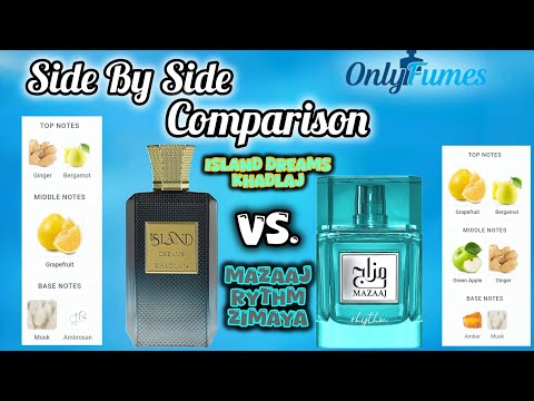 Mazaaj Rhythm Zimaya vs Island Dreams Khadlaj #khadlajperfumes #zimaya #fragrance #cologne #review 