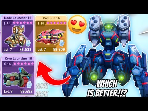 Which Is Better!? 😍 | Scorpius With Pod Gun 16, Cryo Launcher 16 & Nade Launcher 16 - Mech Arena