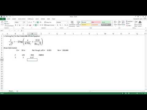 Goal Seek Colebrook-White Example