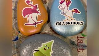 Using stickers on painted rocks