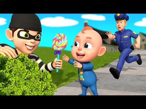 Be Careful with Strangers! | Police Cartoon | Wheels on the bus | Nursery Rhymes & Kids Song