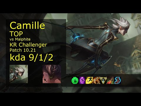 Camille Top vs Malphite - KR Challenger 9/1/2 Patch 10.21 Gameplay // [롤] 카밀 vs 말파이트 탑