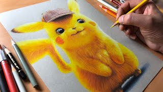 Drawing Detective Pikachu - Timelapse  Artology