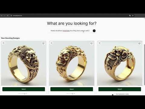 Zennah GenAI design of a Golden ring inspired by Yamantaka. Prompt to 3D Design