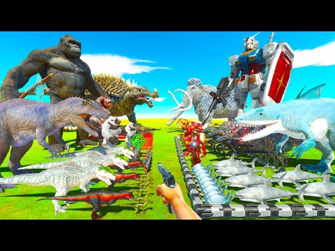King Kong vs Gundam | Sea Monsters vs Carnivore Dinosaurs - Animal Revolt Battle Simulator