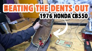 Beating the Dents Out of a Destroyed CB550 Chopper Fender
