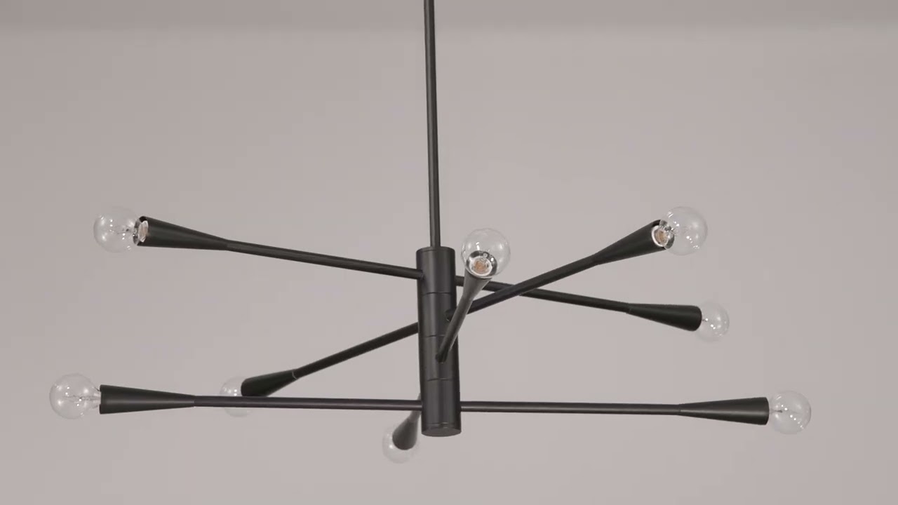 Video 1 Watch A Video About the Possini Euro Livonia Matte Black 8 Light Sputnik Chandelier