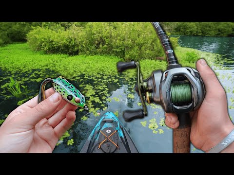 My BEST Day Of Frog Fishing On a DREAM LAKE!! - (Spring Kayak Fishing)
