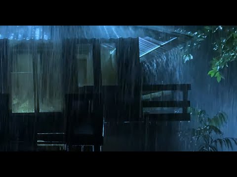 Żegnaj bezsenność w ciągu 3 minut z ulewną burzą i piorunami na metalowym dachu domu w nocy