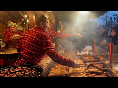 Christmas Market in Warsaw, Poland. Christmas atmosphere and street food in the center of Warsaw!