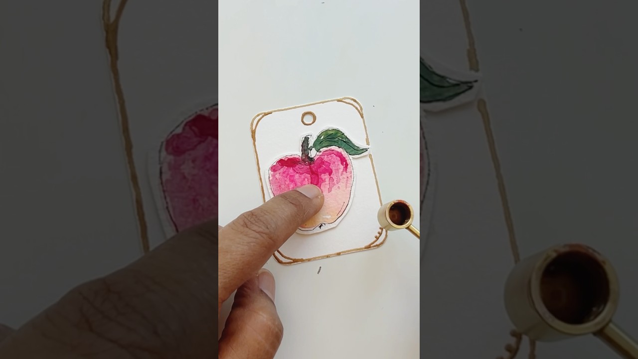 I used the abstract art to make a cute apple themed gift tag! How would you gift wrap it? #crafting