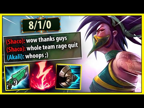 #1 AKALI WORLD WE GOT THEM TO RAGE QUIT BEFORE 15:00 (HIGH ELO MASSACRE) - League of Legends