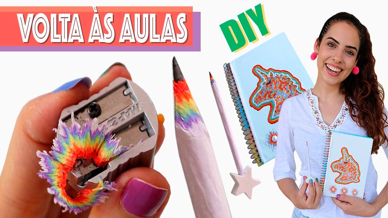 VOLTA ÀS AULAS: DIY LÁPIS ARCO-ÍRIS E CADERNO | Paula Stephânia