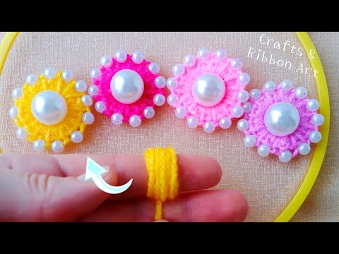 Super Easy Flower Making Trick Using Finger - Hand Embroidery Amazing Flower Design - Sewing Hack