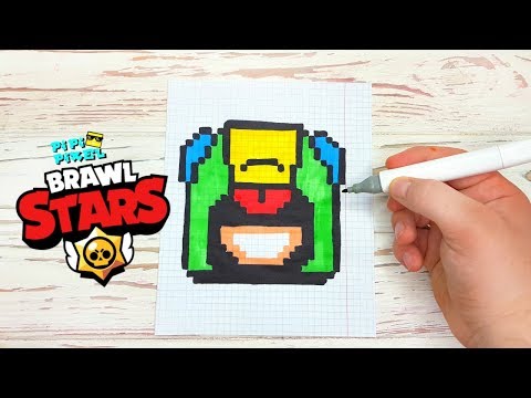 Наклейка ЛЕОН из БРАВЛ СТАРС- РИСУНКИ ПО КЛЕТОЧКАМ - BRAWL STARS -PIXEL ART