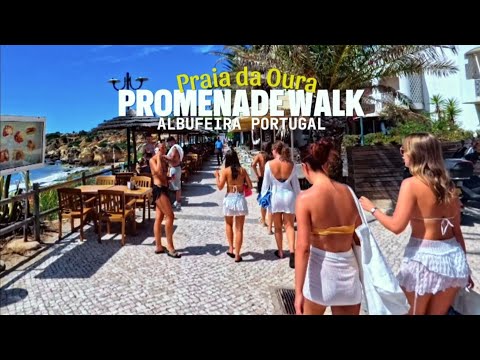 ALBUFEIRA, Algarve. Praia da Oura Promenade Walk Restaurants Bars Whats New September 2024 Portugal