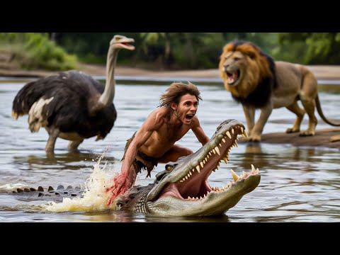 Life 3.6 Million Years Ago: Homo Habilis vs Ostrich, Lion & Crocodile – The Deadliest Hunt.