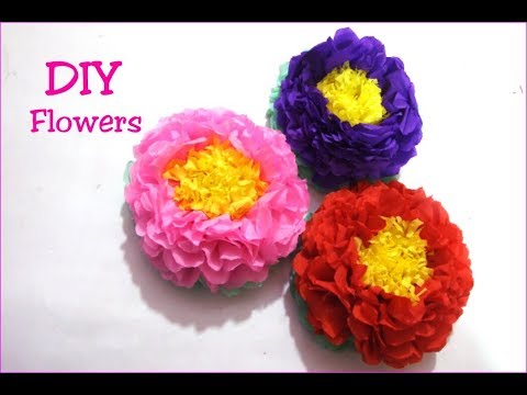 DIY How to make Super cute and Easy Crepe Paper Flowers at home -Flower making of Crepe Paper