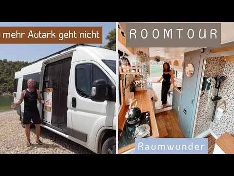BEST DIY Luxury Camper - Room Tour - Self-sufficient space miracle in van life