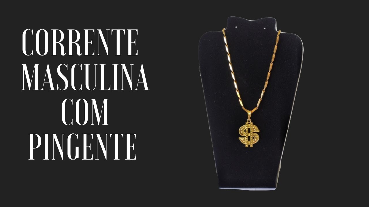 Corrente Masculina Banhado A Ouro Com Pingente Cifrão - QMAXIMO